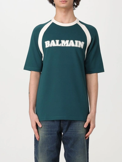Shop Balmain T-shirt Men Green Men