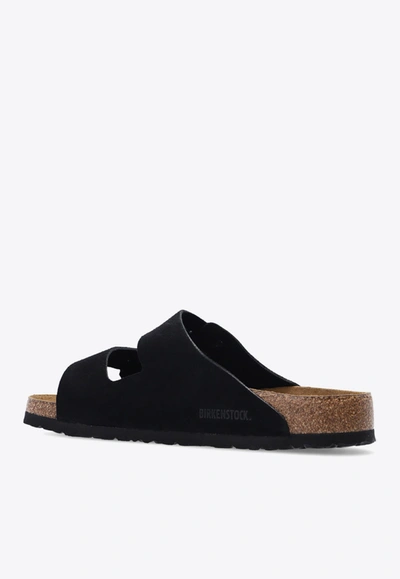 Shop Birkenstock Arizona Suede Slides In Black