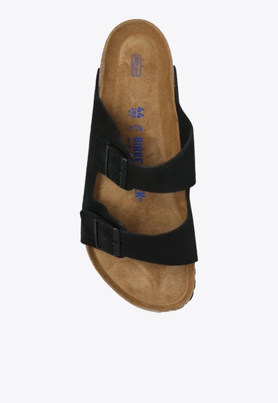 Shop Birkenstock Arizona Suede Slides In Black