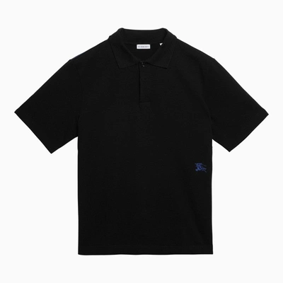 Shop Burberry Black Cotton Polo Shirt Men