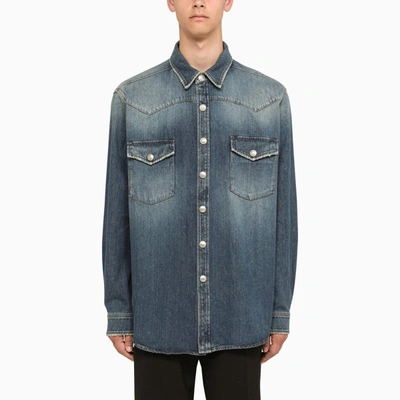 Shop Burberry Blue Denim Shirt Men