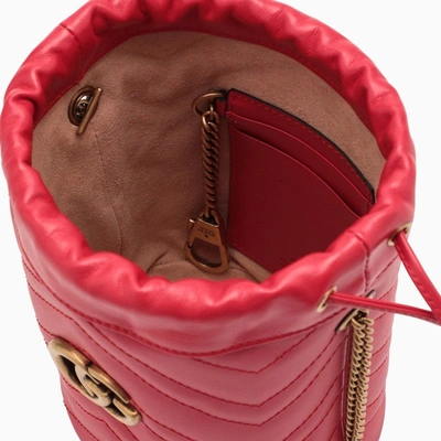 Shop Gucci Gg Marmont Red Leather Bucket Bag Women