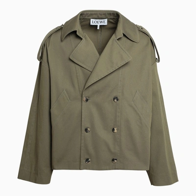 Shop Loewe Green Balloon Double-breasted Jacket In Cotton Men