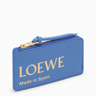 Shop Loewe Seaside Blue Leather Coin Purse With Logo Women