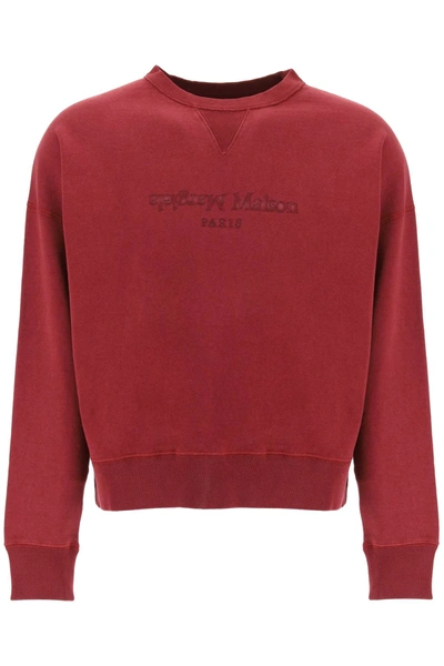 Shop Maison Margiela Reverse Logo Sweatshirt With Hood Men In Red