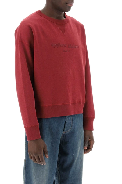 Shop Maison Margiela Reverse Logo Sweatshirt With Hood Men In Red
