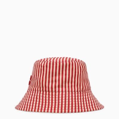 Shop Miu Miu Striped Linen Blend Bucket Hat With Envelope Women In Multicolor