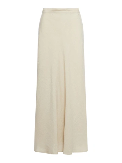 Shop 120% Lino Long Skirts In Nude & Neutrals