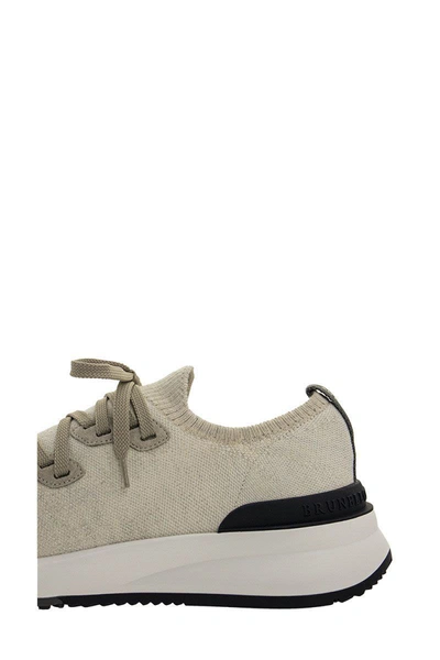 Shop Brunello Cucinelli Cotton Chiné Knit Runners Sneakers In Panama