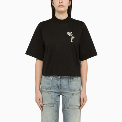 Shop Palm Angels Black Cotton T-shirt With Embroidery Women