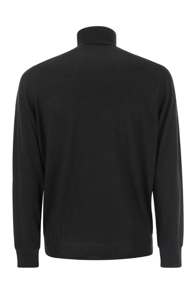 Shop Fedeli Turtleneck Sweater In Virgin Wool In Black