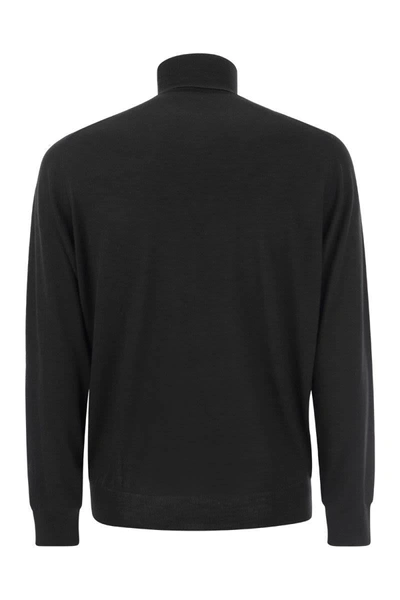 Fedeli Brown Wool Sweater In Black