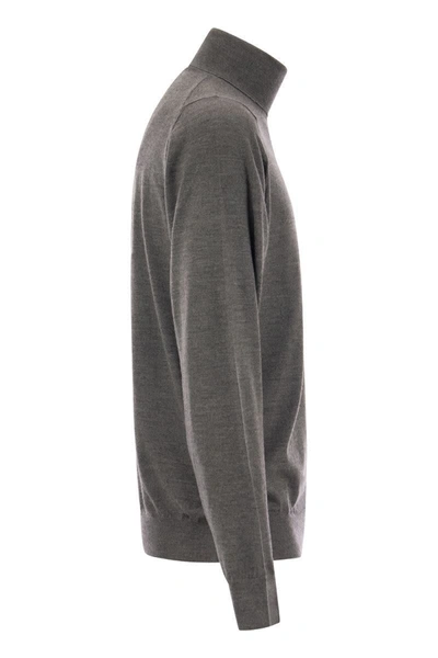 Shop Fedeli Turtleneck Sweater In Virgin Wool In Anthracite