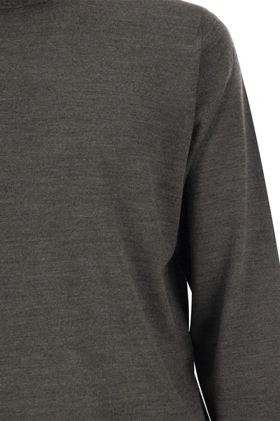 Shop Fedeli Turtleneck Sweater In Virgin Wool In Anthracite