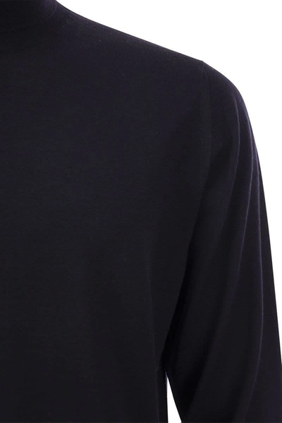 Fedeli Turtleneck Sweater In Virgin Wool In Blue