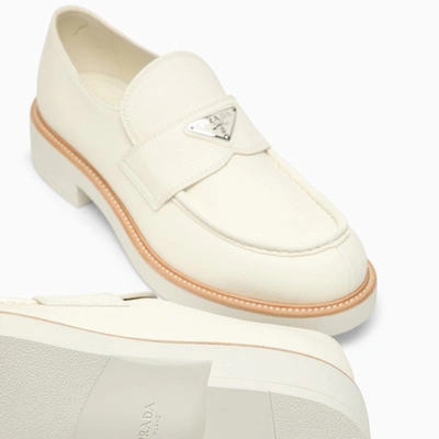 Shop Prada Ivory Leather Loafer Men In White