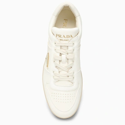 Shop Prada Ivory Leather Trainer Downtown Men In White