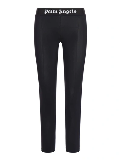 Palm Angels Sporty Leggings With Branded Stripe In Black