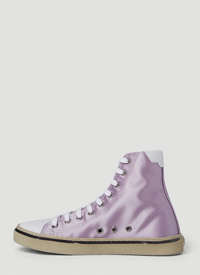 Shop Saint Laurent Women Malibu Satin Sneakers In Lilac In Purple