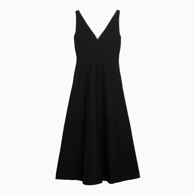 Shop Valentino Black Wool And Silk Midi Dress Women