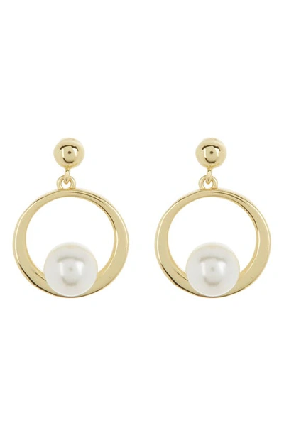 Shop Argento Vivo Sterling Silver Imitation Pearl Doorknocker Earrings In Gold
