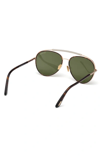 Shop Tom Ford 62mm Pilot Sunglasses In Dark Havana / Green
