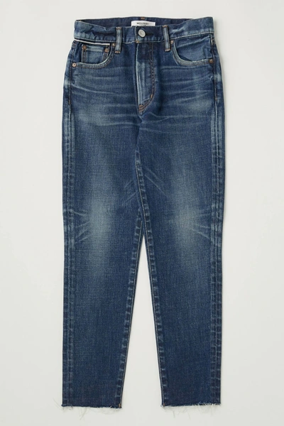 Moussy Vintage Clarence High Waisted Straight Jean In Dark Blue In Blue