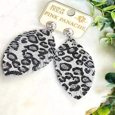 Shop Pink Panache Spotted Feather Earrings In Silver