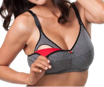 Shop Leading Lady Casual Comfort Softcup Nursing Bra 2 Pack 4001 In Black Gray Stripe And Black In Multi