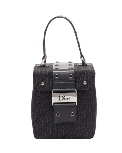 Shop Dior Christian  Vintage John Galliano Black Trotter Street Chic Canvas Leather Box Bag