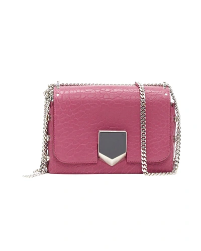 Shop Jimmy Choo New  Lockett Petite Fuschia Pink Grainy Leather Buckle Shoulder Bag