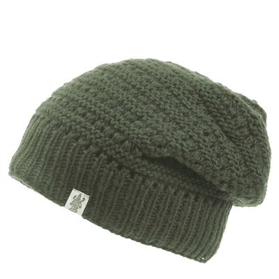 Shop Nirvanna Designs Boho Slouch Beanie In Olive In Green
