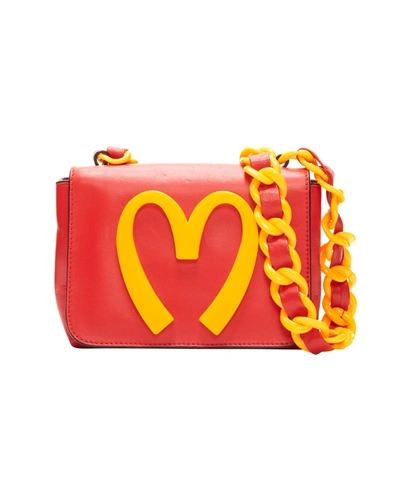Shop Moschino Rare  Jeremy Scott 2014 Red Yellow Plastic Chain Crossbody Bag