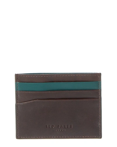 Shop Ted Baker Nancard Contrast Edge Paint Leather Card Holder In Brown