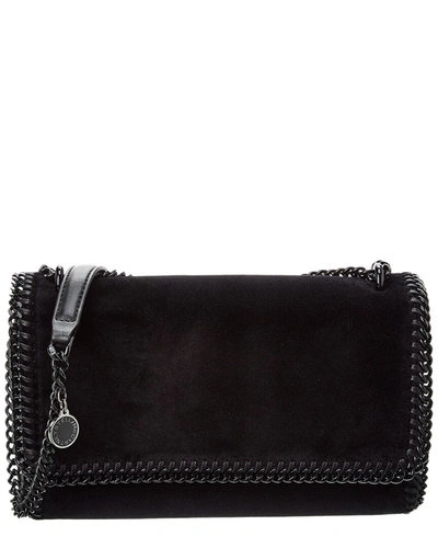 Shop Stella Mccartney Falabella Velvet Chain Shoulder Bag In Black