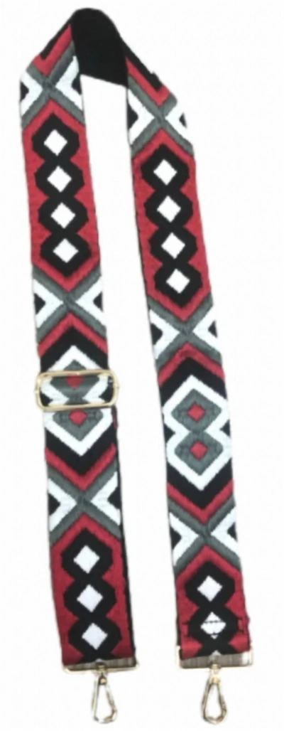 Shop Ahdorned Aztec Embroidered Red/grey/white Strap Silver Hardware In Grey/red In Multi