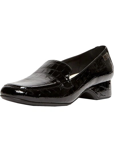 Shop Anne Klein Kamden Womens Patent Reptile Loafers In Black