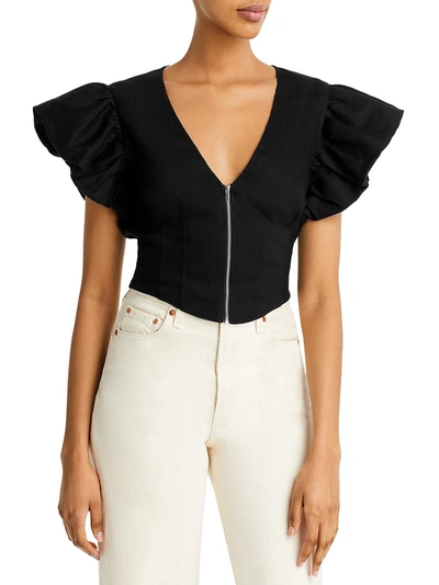 Shop Derek Lam 10 Crosby Genna Womens Linen Zip Front Cropped In Black