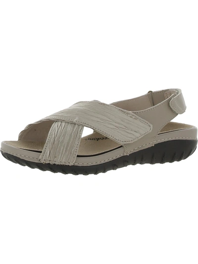 Shop Barefoot Freedom Bon Voyage Womens Leather Criss-cross Slingback Sandals In Beige
