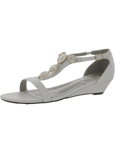 Shop Bellini Lynn Womens Faux Leather Embellished Wedge Sandals In Grey