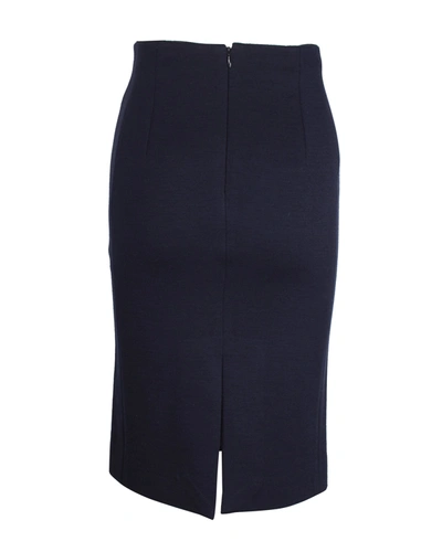 Shop Moschino Knee-length Pencil Skirt In Navy Blue Wool