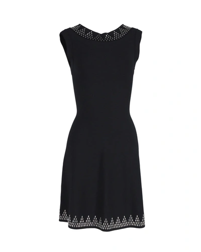 Shop Alaïa Alaia Sleeveless Embellished Fit-and-flare Dress In Black Viscose