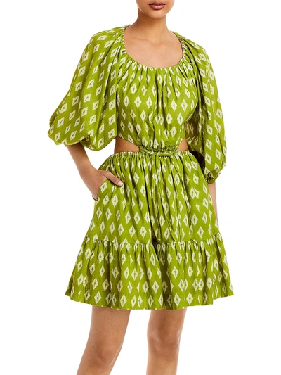 Shop Charina Sarte Womens Cotton Short Mini Dress In Green