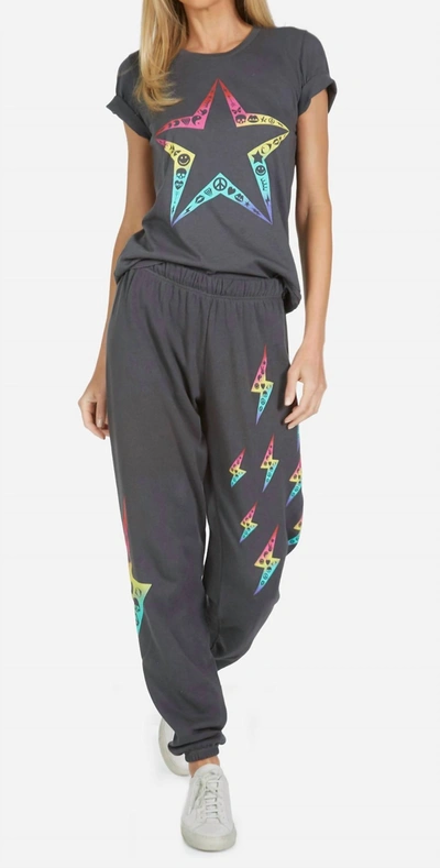 Shop Lauren Moshi Tanzy Elements Lightning Sweatpants In Vintage Onyx In Multi