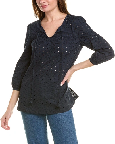 Shop Brooks Brothers Eyelet Blouse In Blue