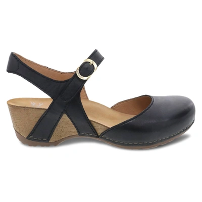 Shop Dansko Tiffani Wedge Sandal - Medium Width In Black Milled Burnished In Multi