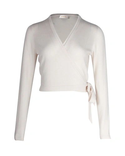 Shop Zimmermann Wrap Cardigan In Cream Merino Wool In White