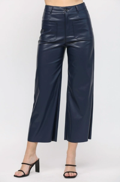 Shop Fate Janis Vegan Leather Pant In Midnight Blue