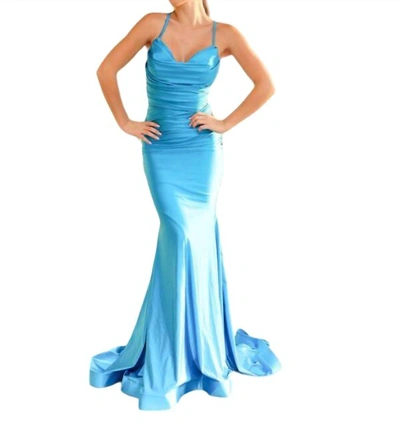 Shop Jessica Angel Evening Gown In Turquoise In Blue