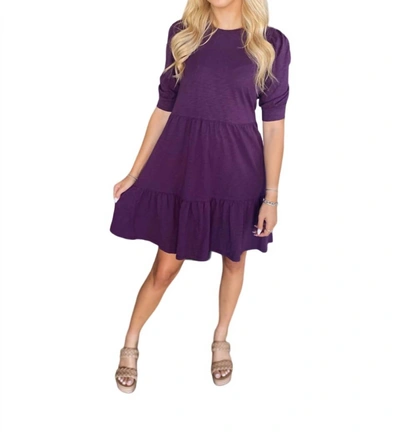 Shop Bobi Tiered Dress In Dark Purple